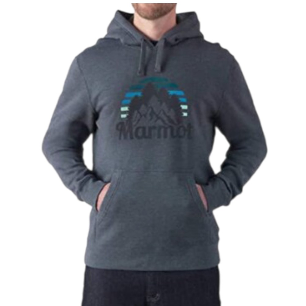 Marmot Retro Mountain Sunset Graphic Hoodie Men's L Charcoal Gray Gorpcore